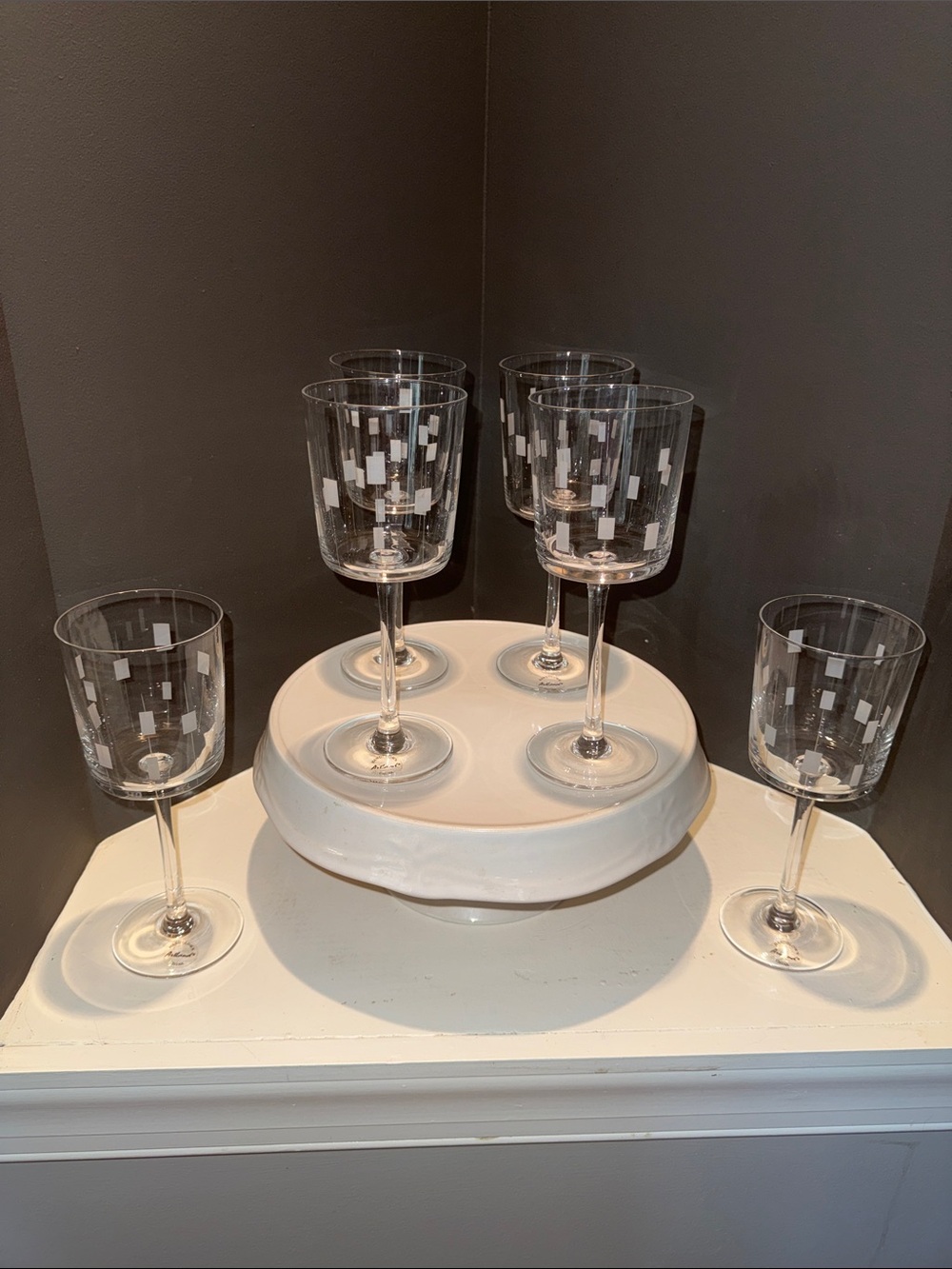Vintage Soma Artland Etched Pattern Clear Wine Glasses - Set of 6- Discontinued